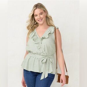 LC Lauren Conrad Sage Ruffle Wrap Blouse